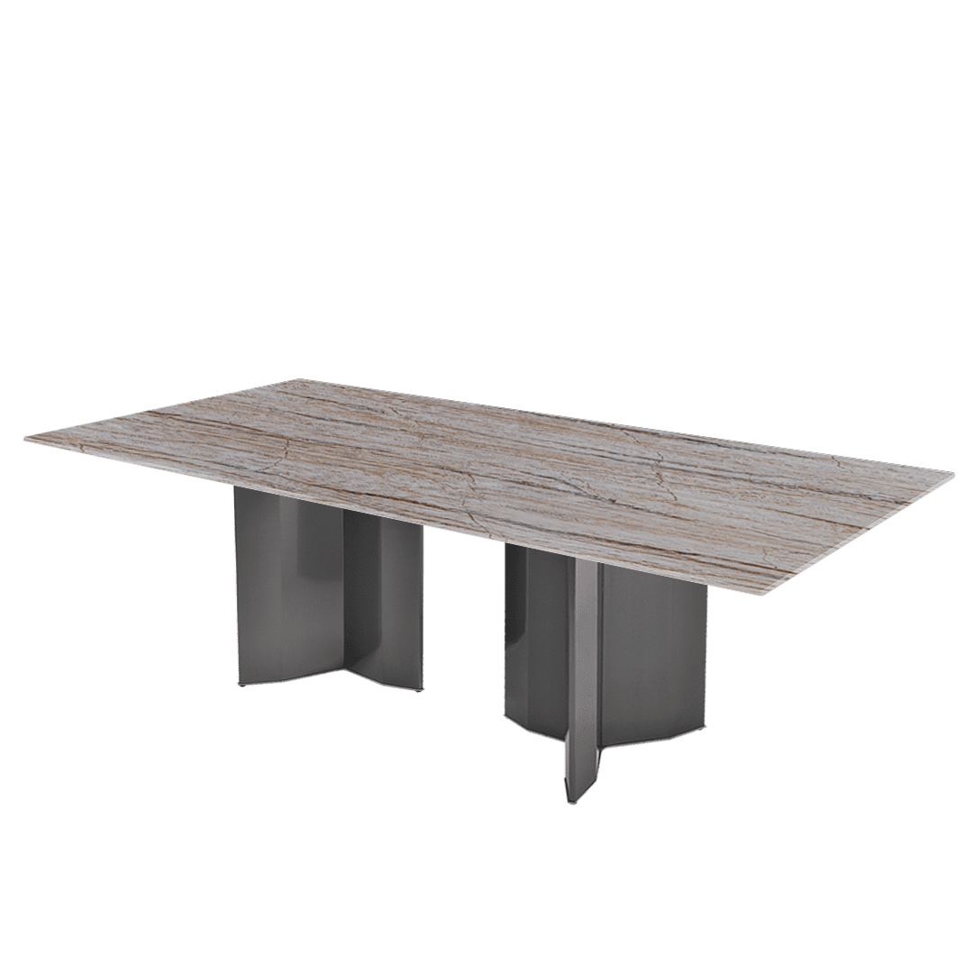 Modern & Versatile Rectangular Marble Dining Table with Yetta Black Titanium Hairline Finish Stainless Steel Base (2.4m x 1.2m)
