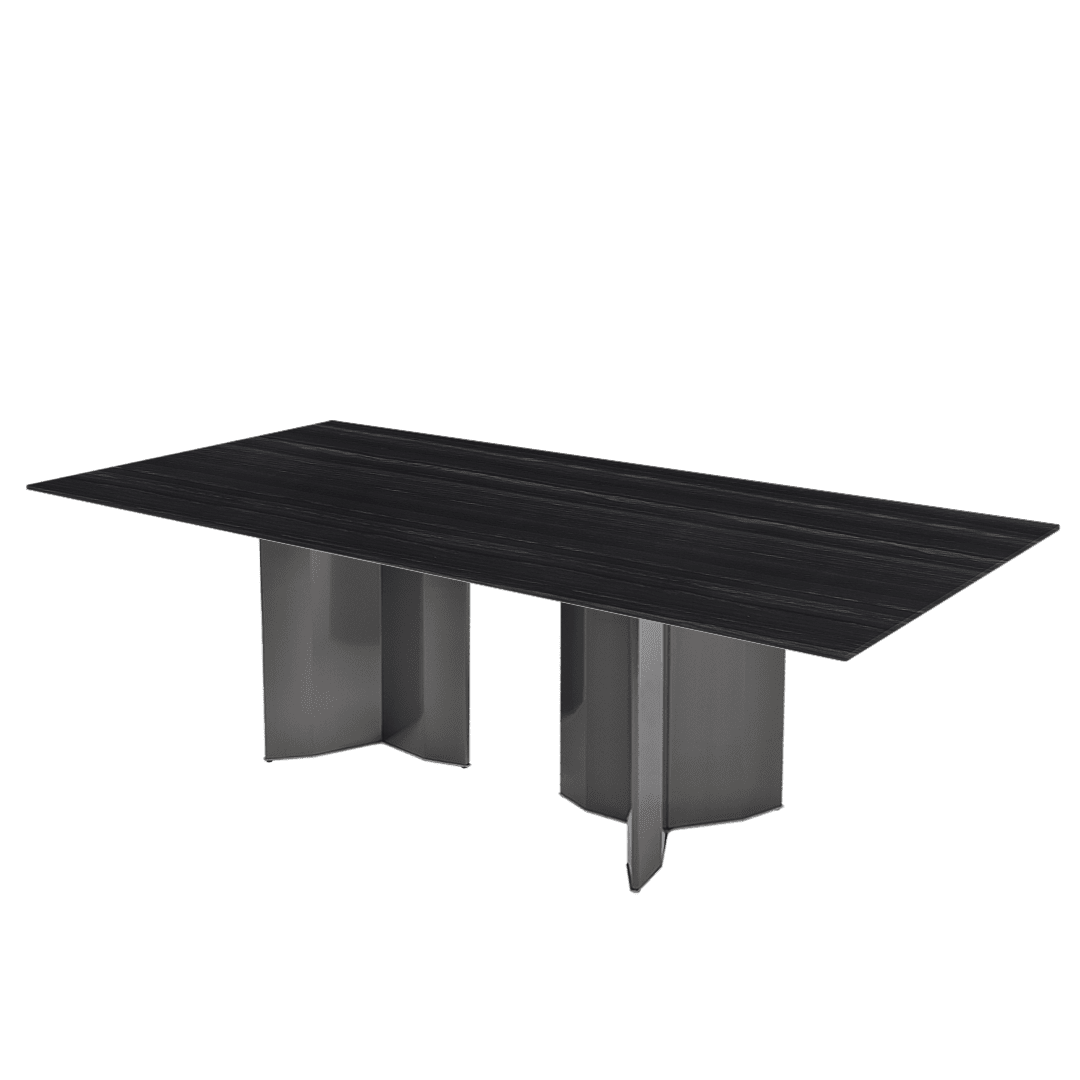 Modern & Versatile Rectangular Marble Dining Table with Yetta Black Titanium Hairline Finish Stainless Steel Base (2.4m x 1.2m)