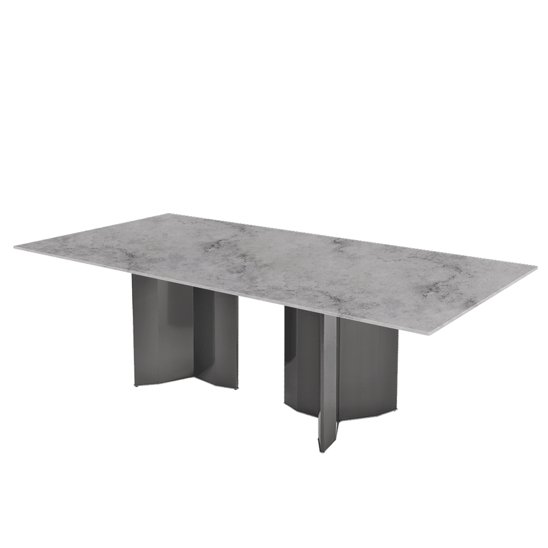 Modern & Versatile Rectangular Marble Dining Table with Yetta Black Titanium Hairline Finish Stainless Steel Base (2.4m x 1.2m)