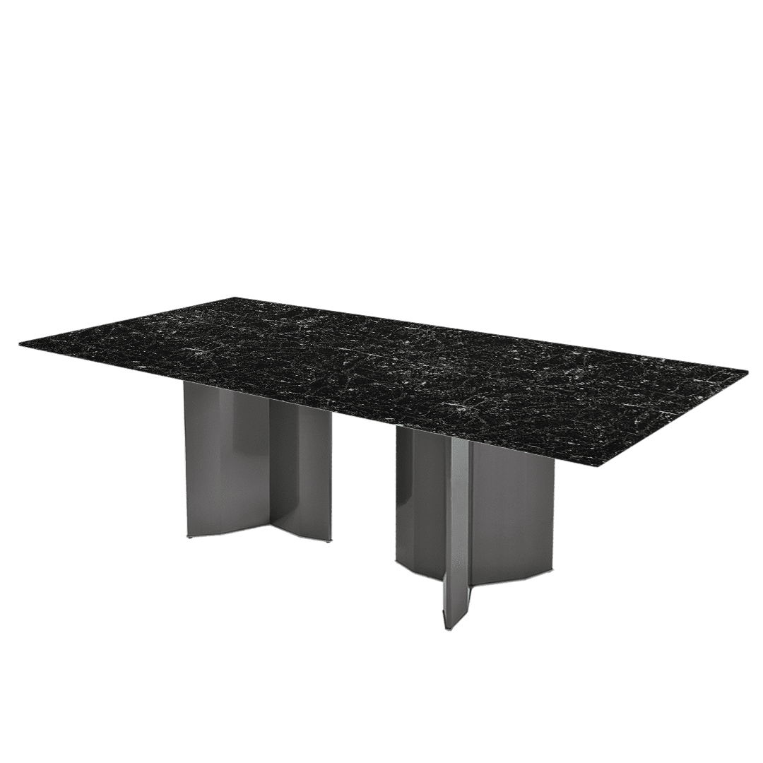 Modern & Versatile Rectangular Marble Dining Table with Yetta Black Titanium Hairline Finish Stainless Steel Base (2.4m x 1.2m)
