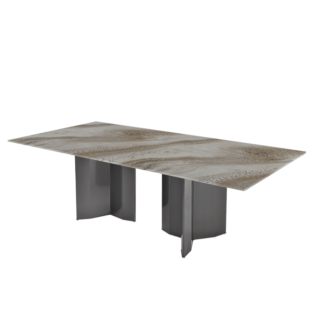 Modern & Versatile Rectangular Marble Dining Table with Yetta Black Titanium Hairline Finish Stainless Steel Base (2.4m x 1.2m)