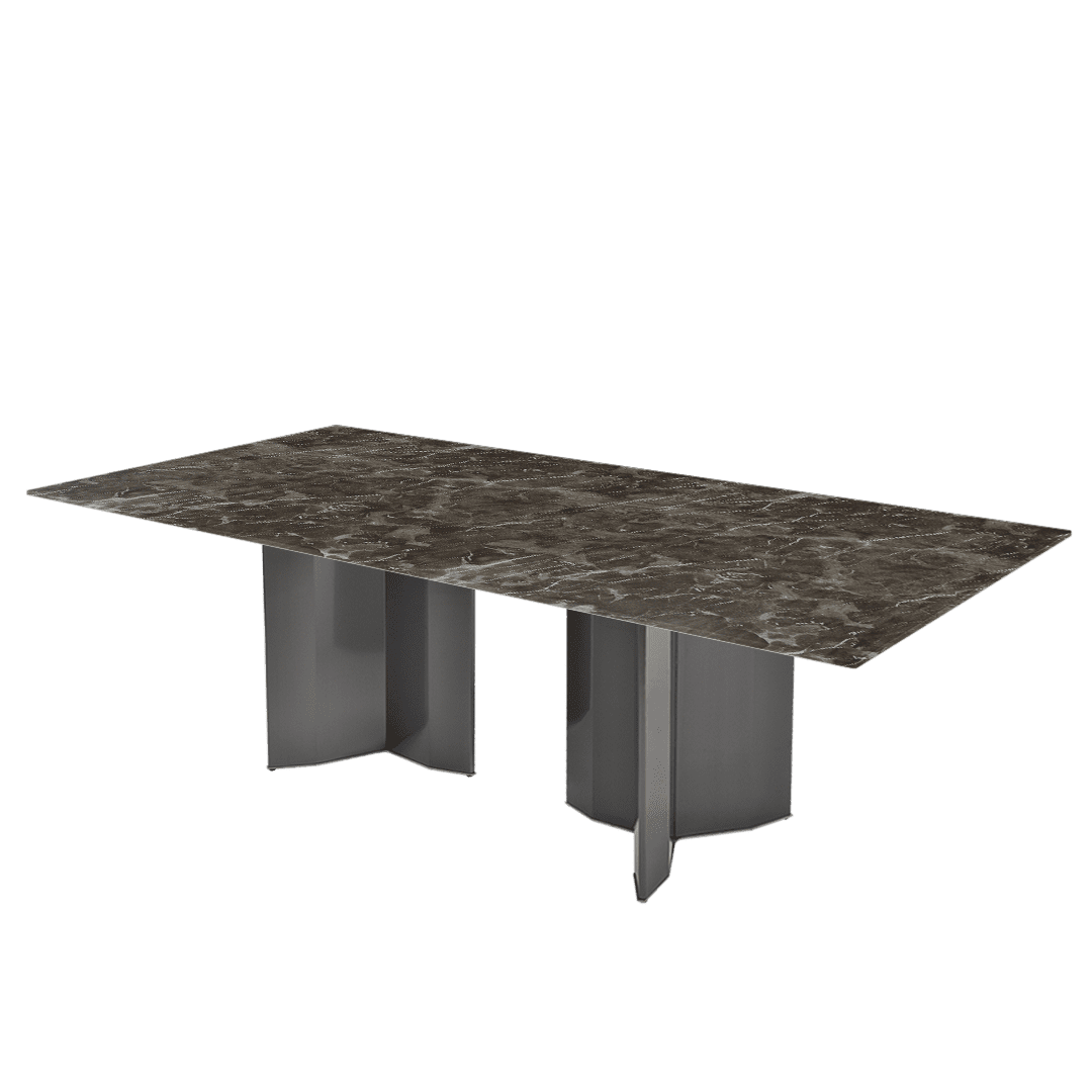 Modern & Versatile Rectangular Marble Dining Table with Yetta Black Titanium Hairline Finish Stainless Steel Base (2.4m x 1.2m)