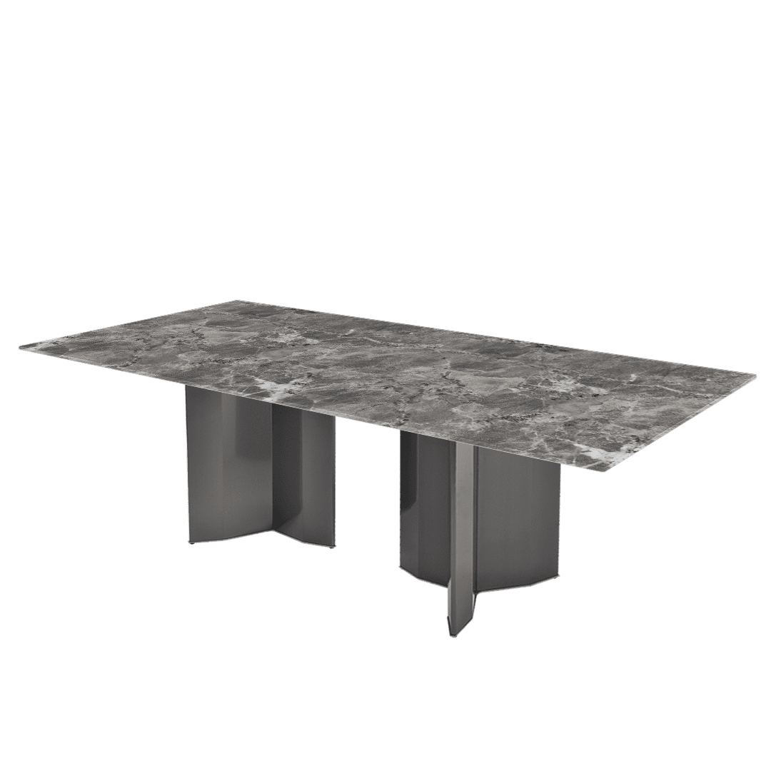 Modern & Versatile Rectangular Marble Dining Table with Yetta Black Titanium Hairline Finish Stainless Steel Base (2.4m x 1.2m)