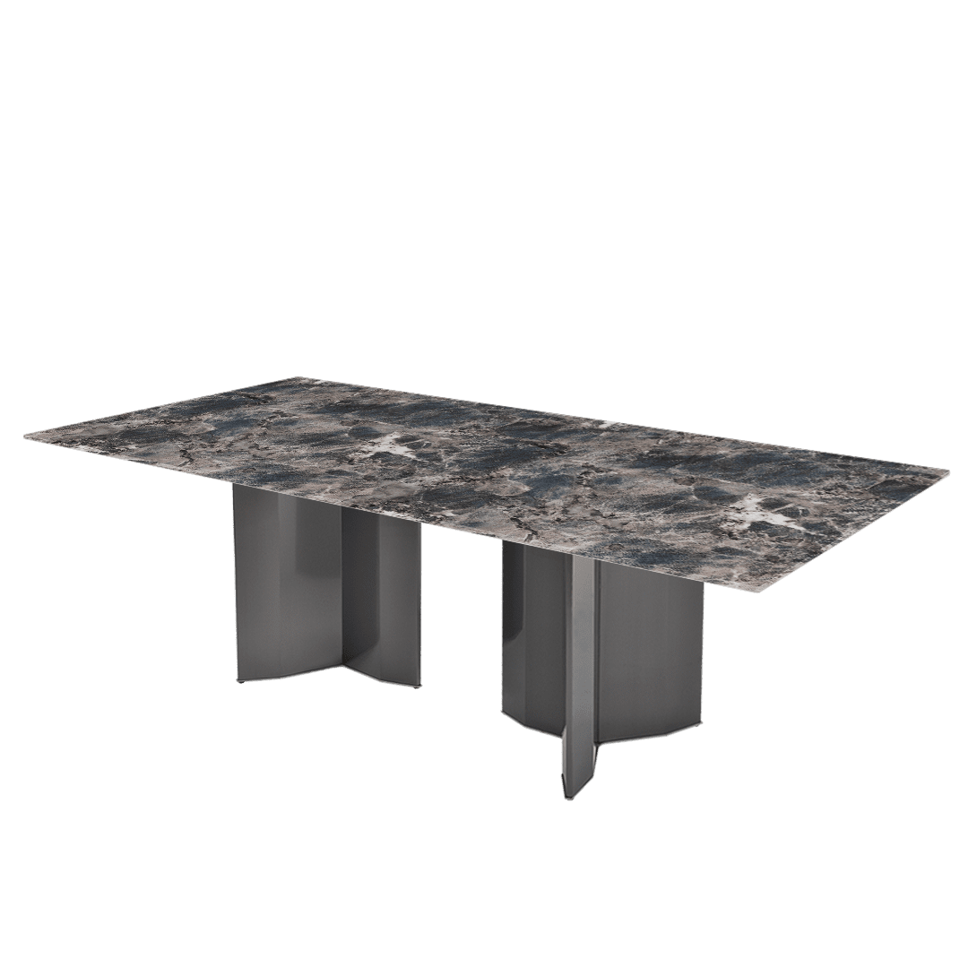 Modern & Versatile Rectangular Marble Dining Table with Yetta Black Titanium Hairline Finish Stainless Steel Base (2.4m x 1.2m)