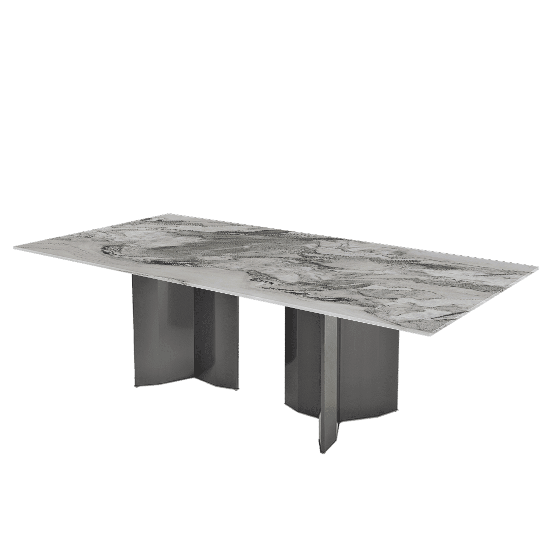 Modern & Versatile Rectangular Marble Dining Table with Yetta Black Titanium Hairline Finish Stainless Steel Base (2.4m x 1.2m)