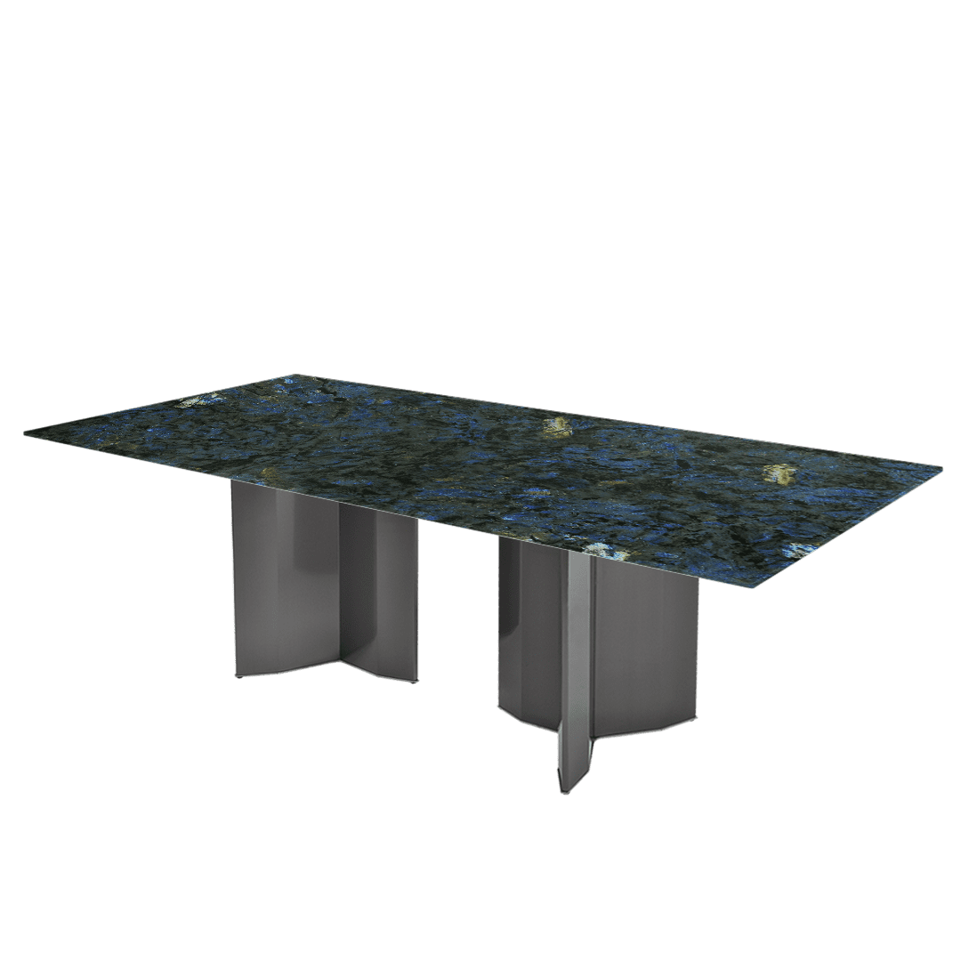 Modern & Versatile Rectangular Marble Dining Table with Yetta Black Titanium Hairline Finish Stainless Steel Base (2.4m x 1.2m)