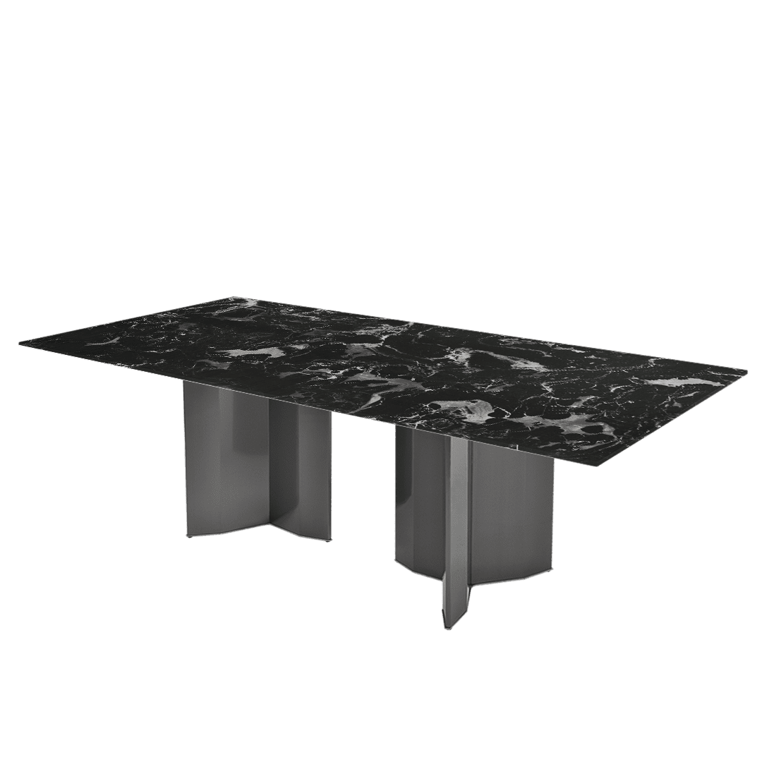 Modern & Versatile Rectangular Marble Dining Table with Yetta Black Titanium Hairline Finish Stainless Steel Base (2.4m x 1.2m)