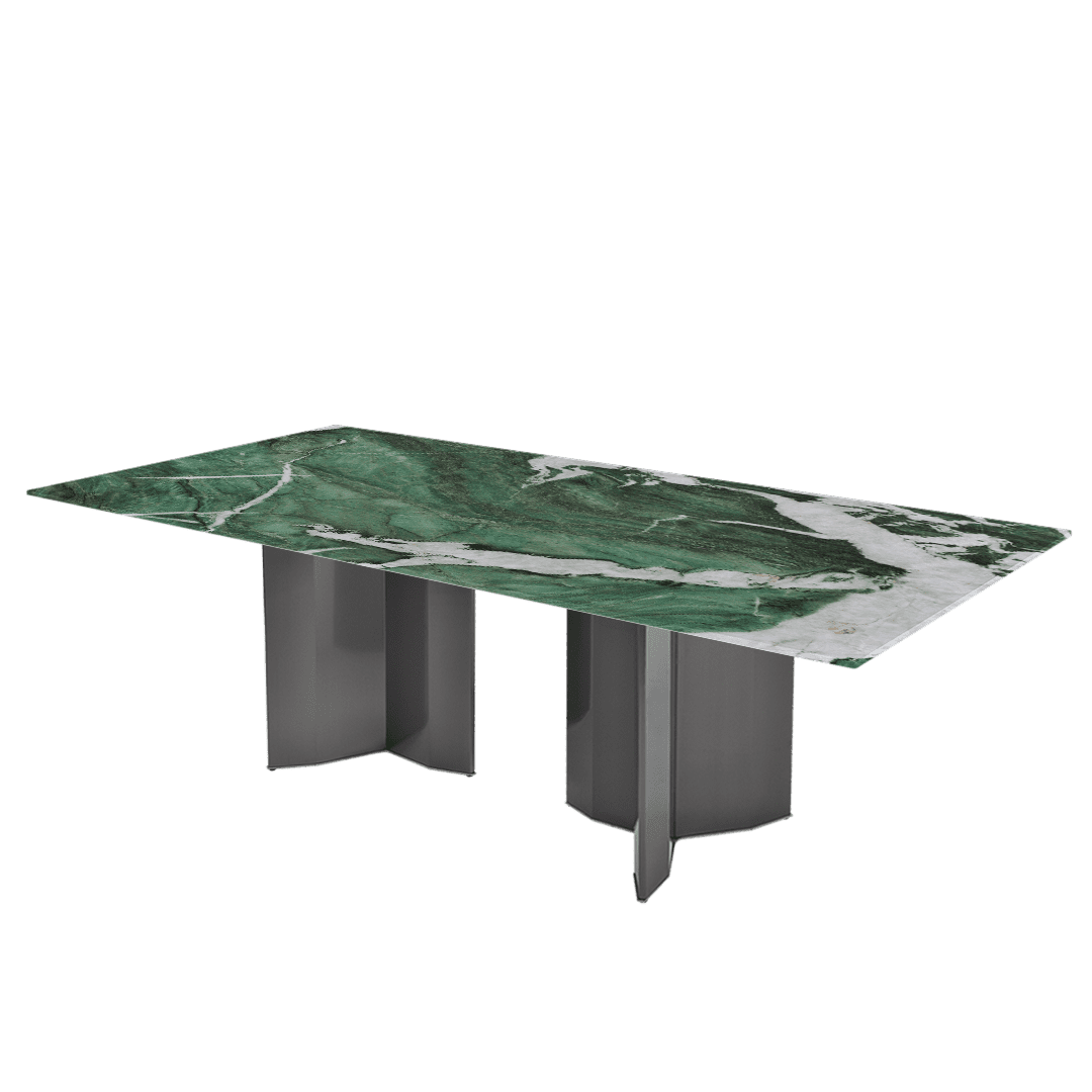 Modern & Versatile Rectangular Marble Dining Table with Yetta Black Titanium Hairline Finish Stainless Steel Base (2.4m x 1.2m)