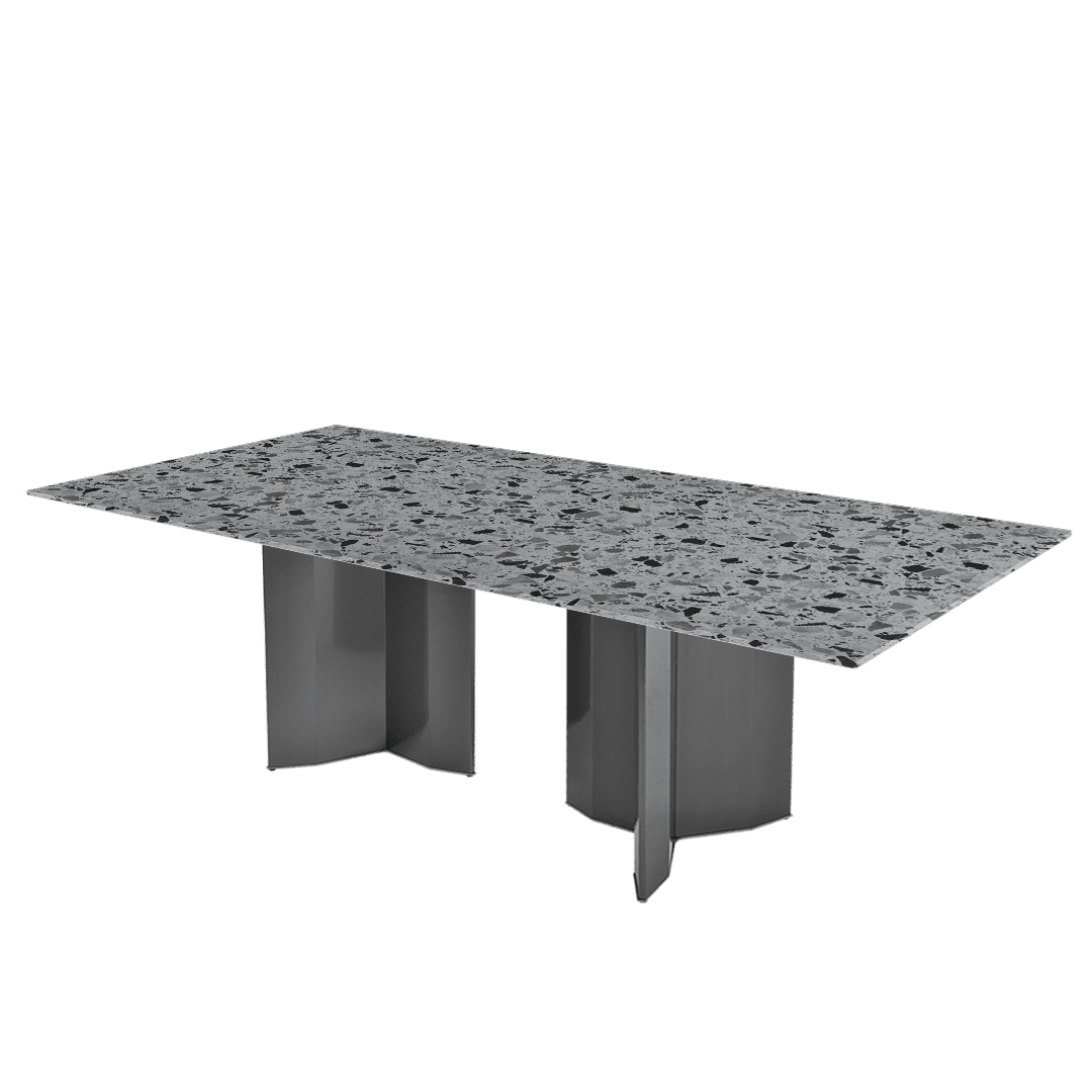 Modern & Versatile Rectangular Marble Dining Table with Yetta Black Titanium Hairline Finish Stainless Steel Base (2.4m x 1.2m)