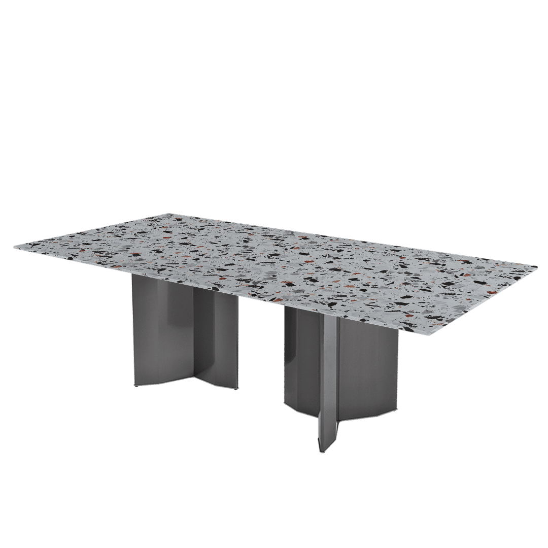 Modern & Versatile Rectangular Marble Dining Table with Yetta Black Titanium Hairline Finish Stainless Steel Base (2.4m x 1.2m)
