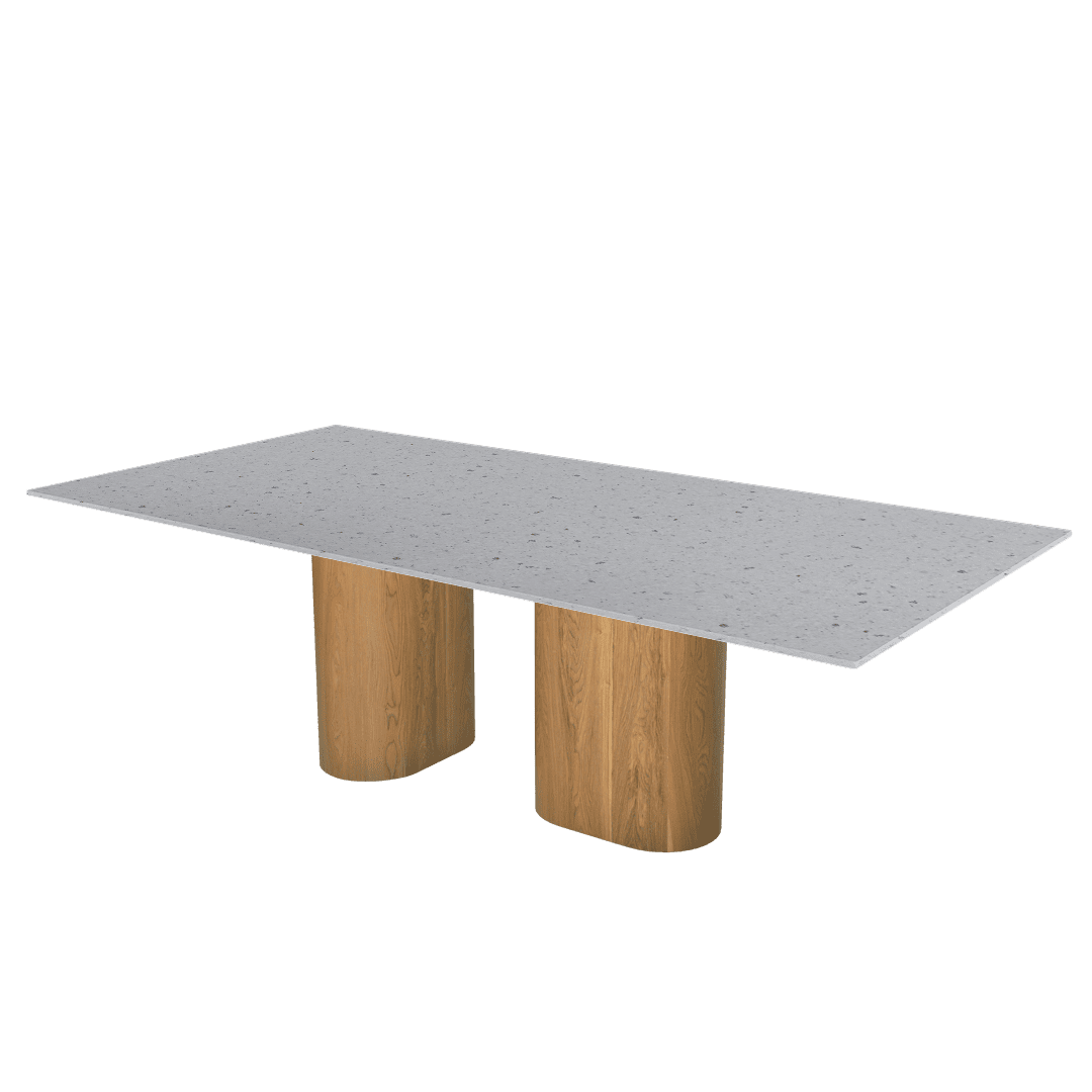Mix & Match Oval Shaped Marble Dining Table with Pedro Ash Wood Base (2.4m x 1.2m)