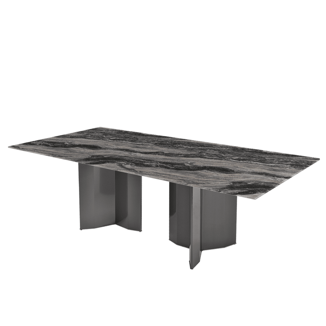 Modern & Versatile Rectangular Marble Dining Table with Yetta Black Titanium Hairline Finish Stainless Steel Base (2.4m x 1.2m)