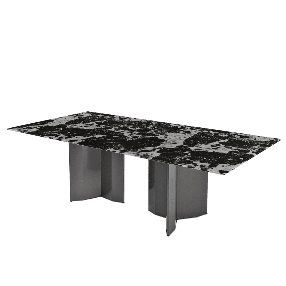 Modern & Versatile Rectangular Marble Dining Table with Yetta Black Titanium Hairline Finish Stainless Steel Base (2.4m x 1.2m)
