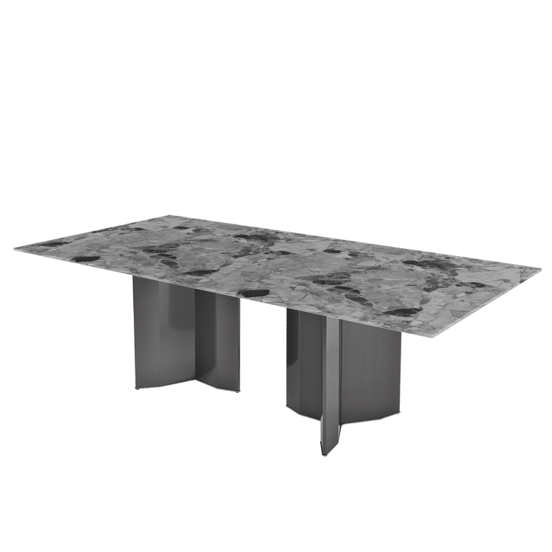 Modern & Versatile Rectangular Marble Dining Table with Yetta Black Titanium Hairline Finish Stainless Steel Base (2.4m x 1.2m)