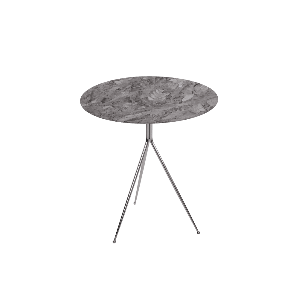 SILVIA Side Table - Mix & Match Marble Top with Silver Coloured Stainless Steel Base(500mm)