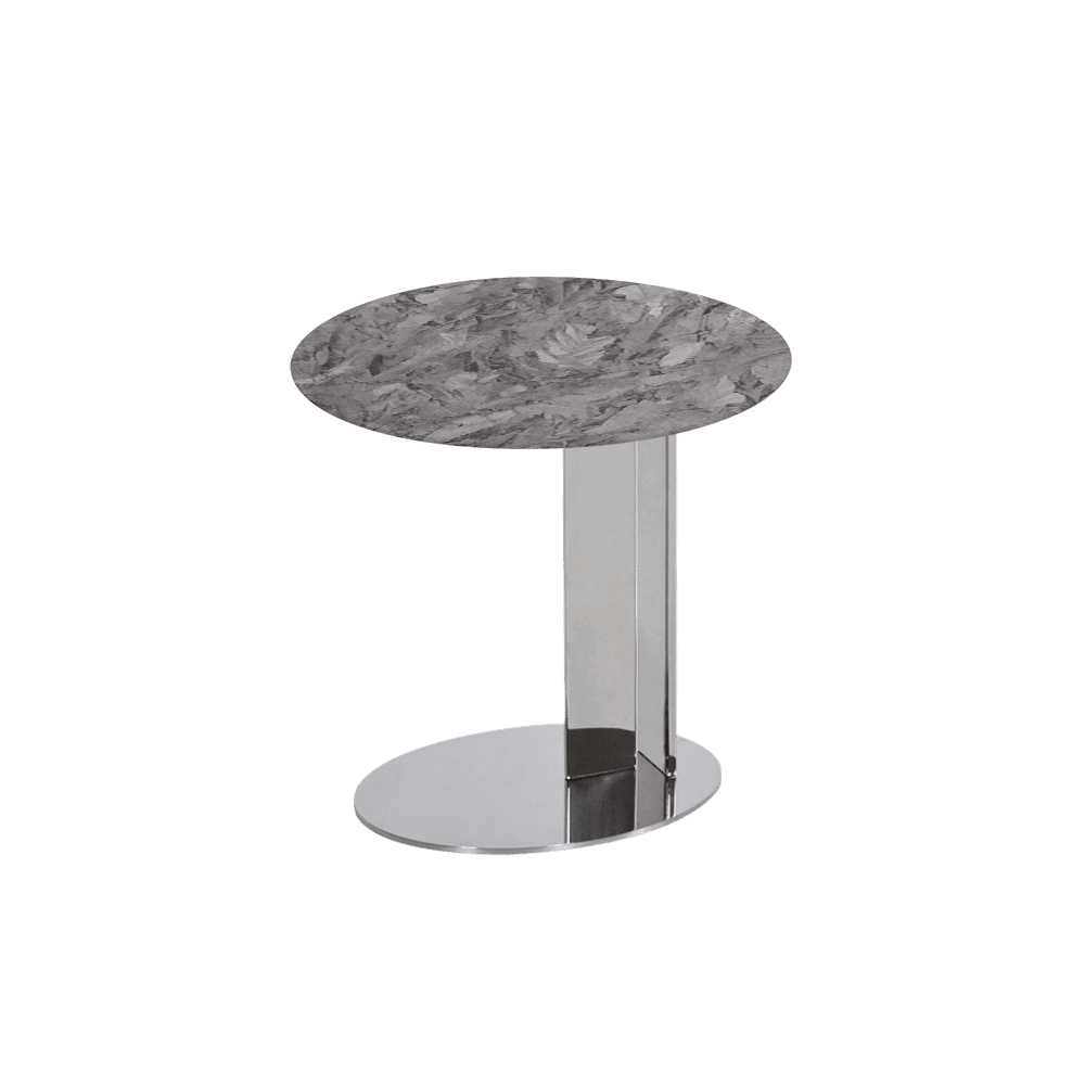 SILVIA Side Table - Mix & Match Marble Top with Silver Coloured Stainless Steel Base(500mm)