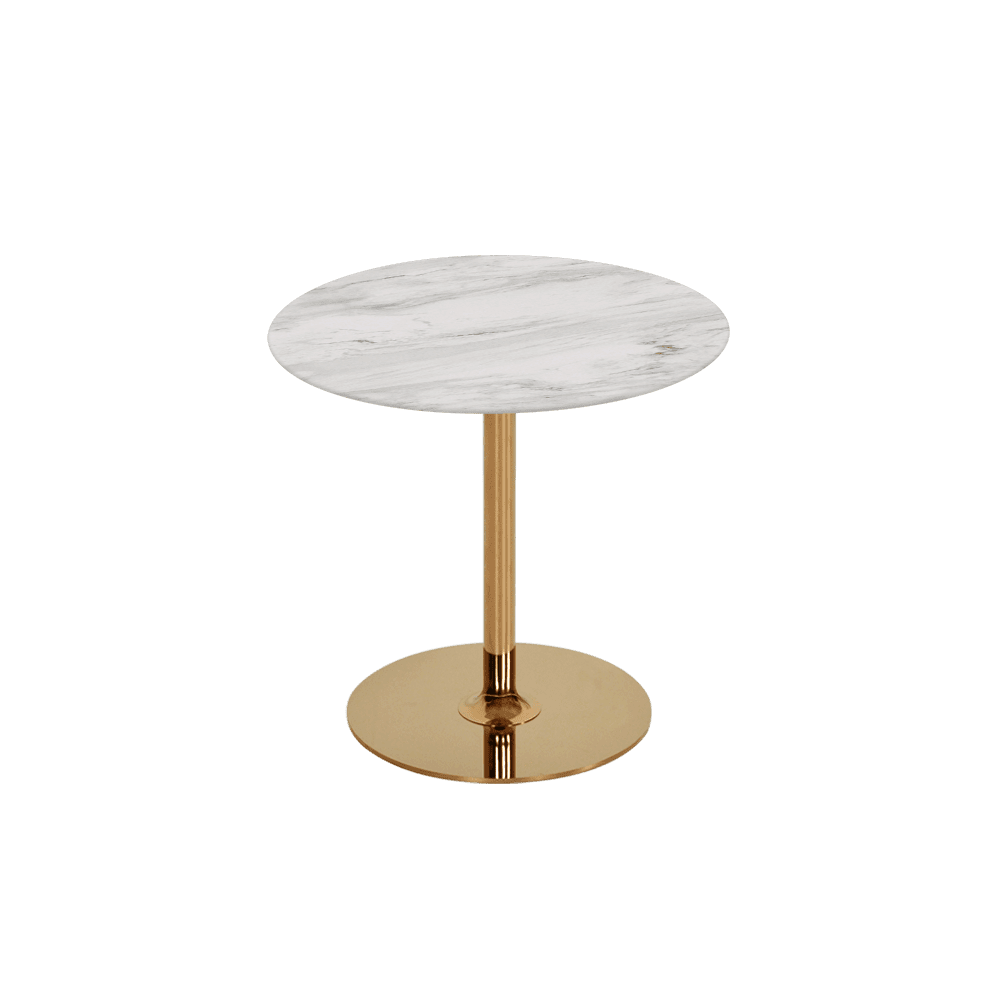 BELLA – Mix & Match Marble Side Table with Gold Coloured Stainless Steel Base (500mm)