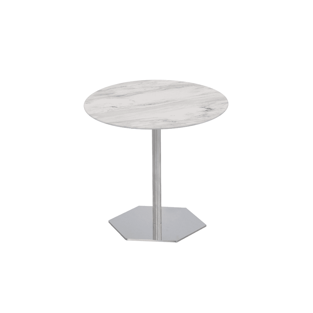 SILVIA Side Table - Mix & Match Marble Top with Silver Coloured Stainless Steel Base(500mm)