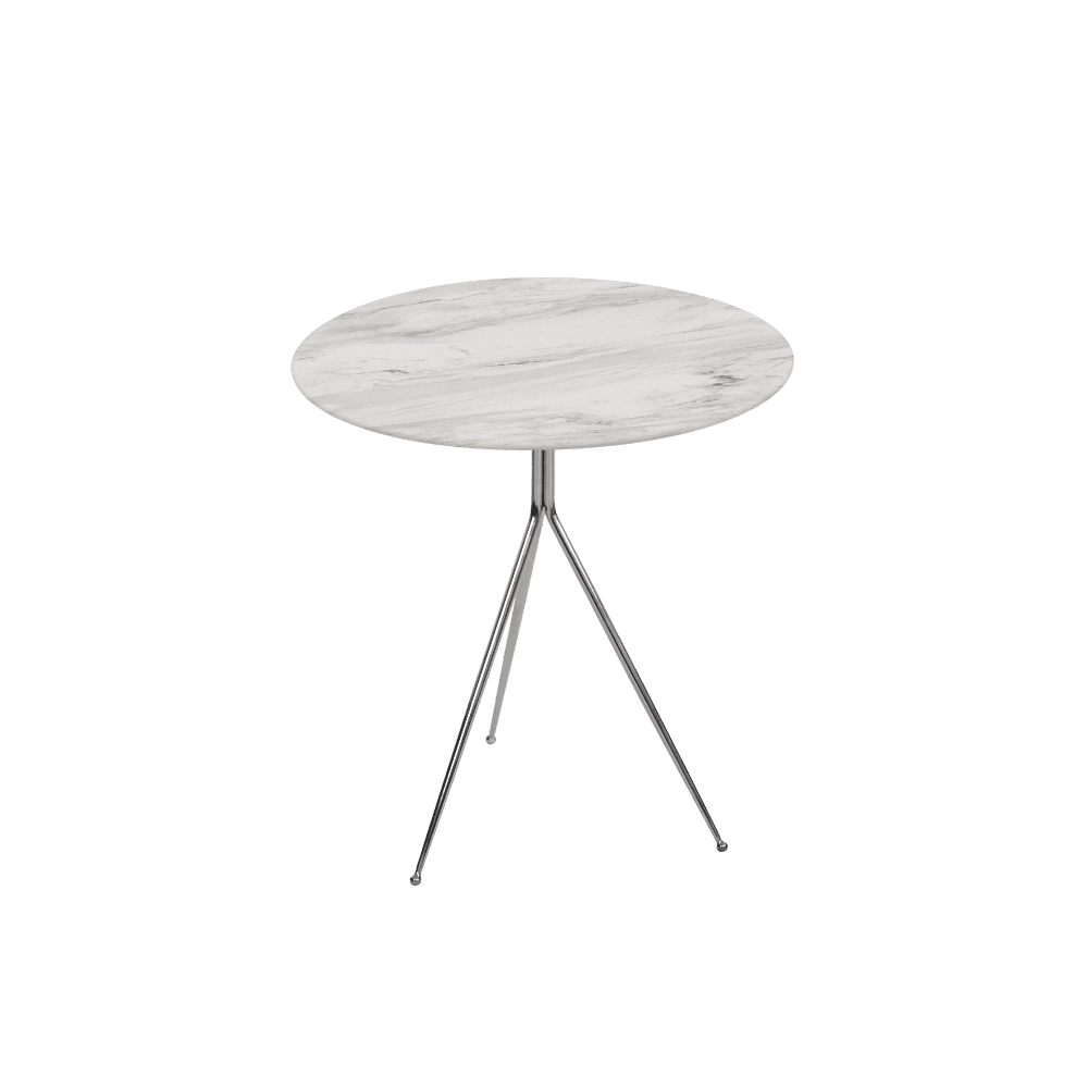 SILVIA Side Table - Mix & Match Marble Top with Silver Coloured Stainless Steel Base(500mm)