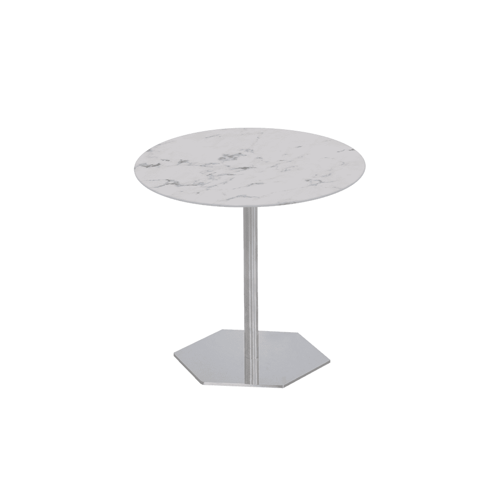 SILVIA Side Table - Mix & Match Marble Top with Silver Coloured Stainless Steel Base(500mm)