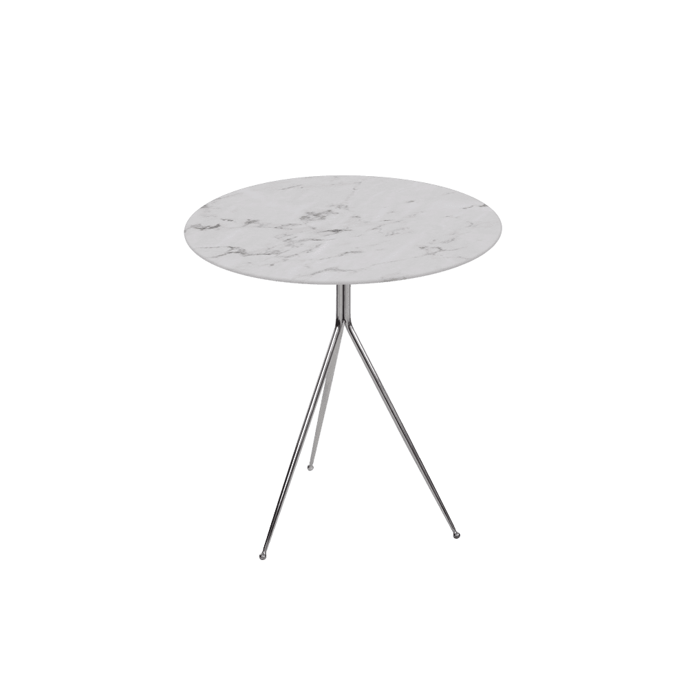 SILVIA Side Table - Mix & Match Marble Top with Silver Coloured Stainless Steel Base(500mm)