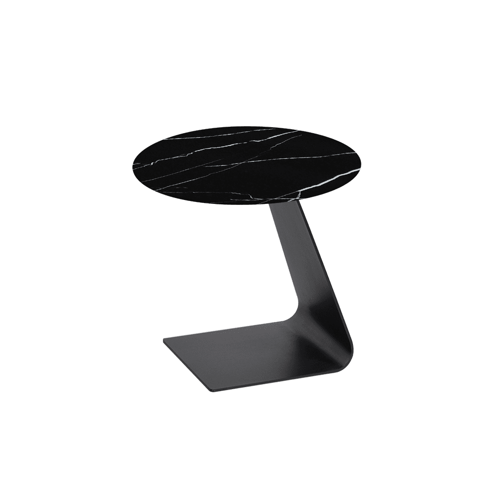 BAILEY Side Table - Mix & Match Marble Top with Black Coloured Steel Base(500mm)