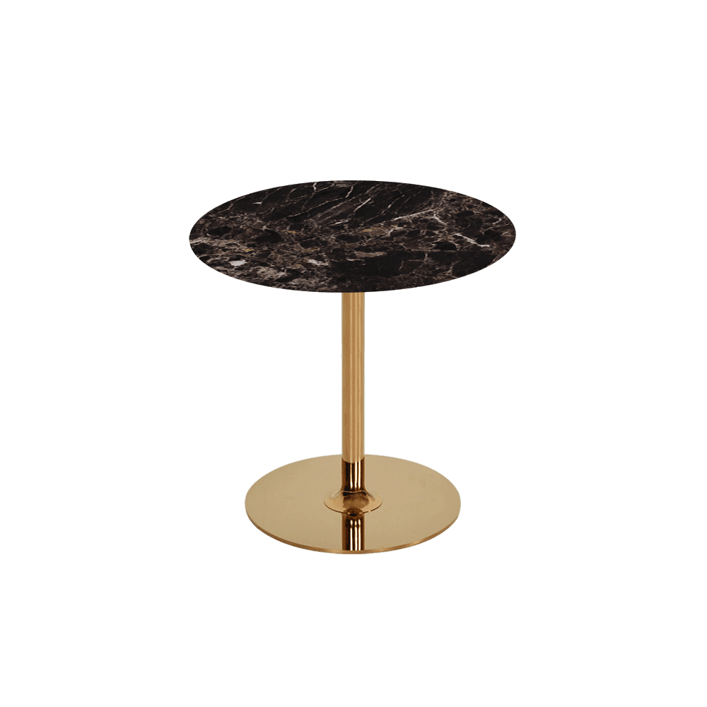 BELLA – Mix & Match Marble Side Table with Gold Coloured Stainless Steel Base (500mm)