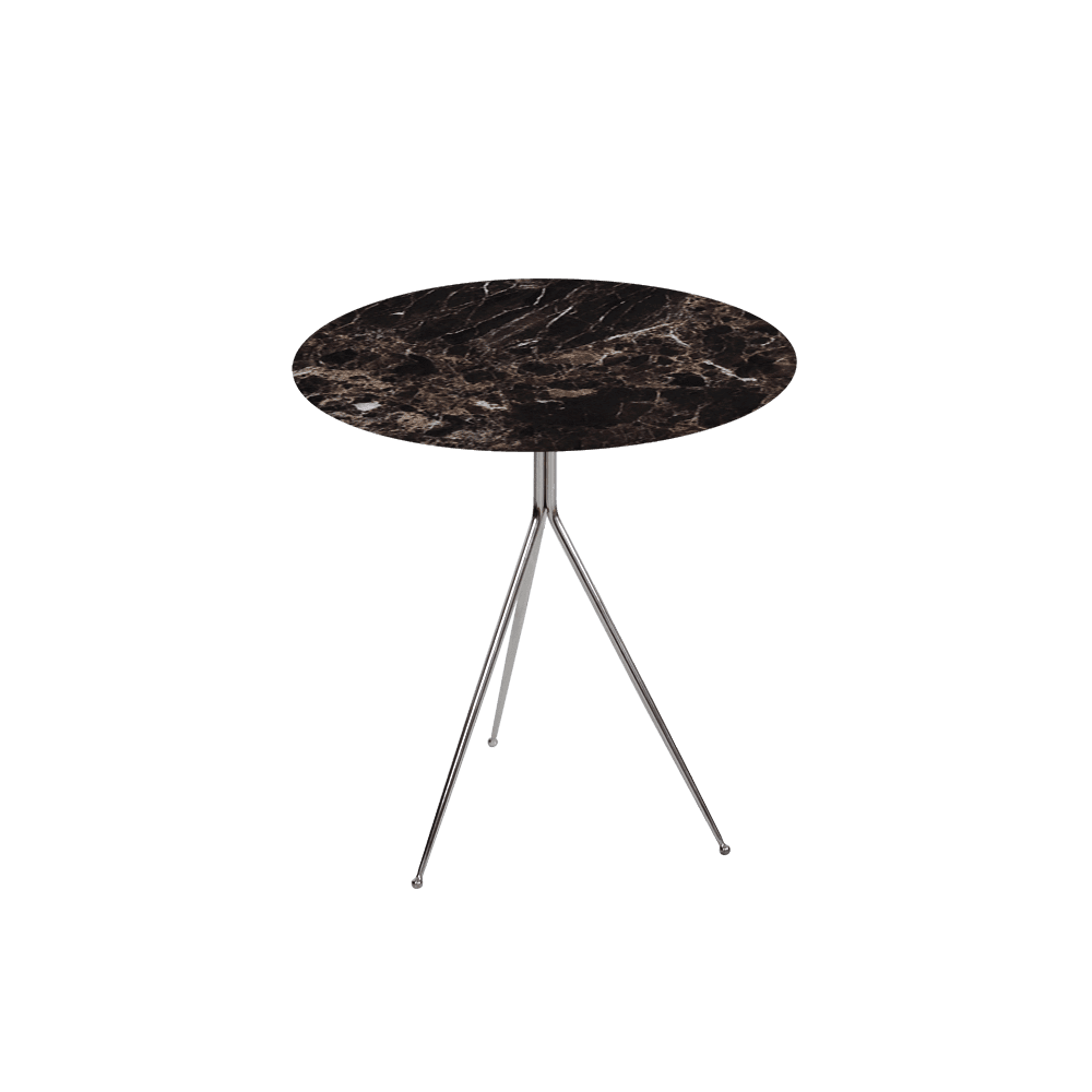 SILVIA Side Table - Mix & Match Marble Top with Silver Coloured Stainless Steel Base(500mm)