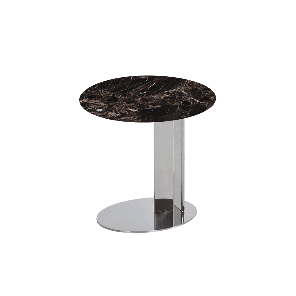 SILVIA Side Table - Mix & Match Marble Top with Silver Coloured Stainless Steel Base(500mm)
