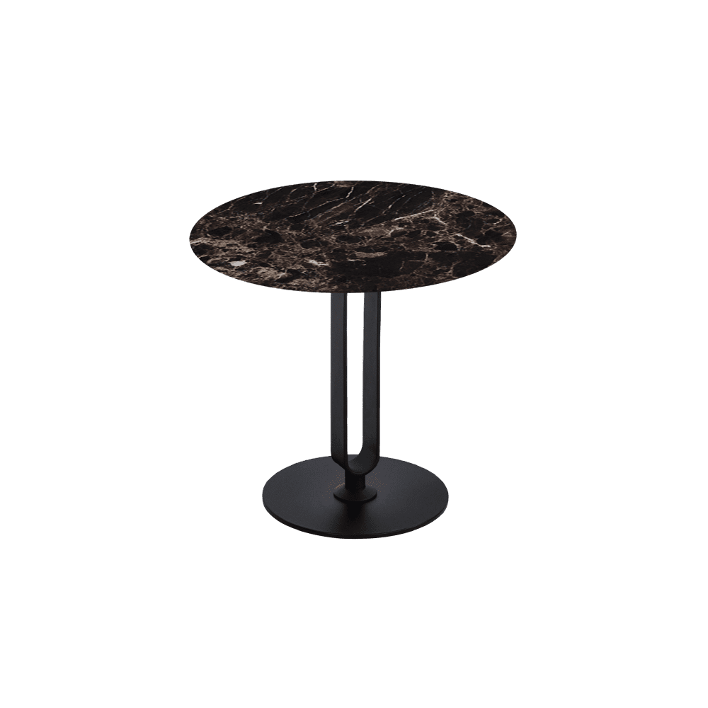 SELENA Side Table - Mix & Match Marble Top with Black Coloured Steel Base(500mm)