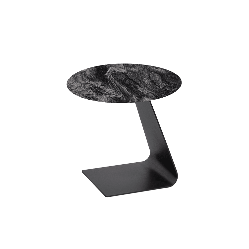 BAILEY Side Table - Mix & Match Marble Top with Black Coloured Steel Base(500mm)