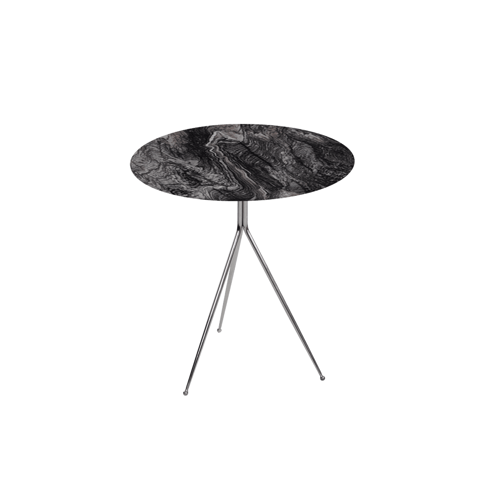 SILVIA Side Table - Mix & Match Marble Top with Silver Coloured Stainless Steel Base(500mm)