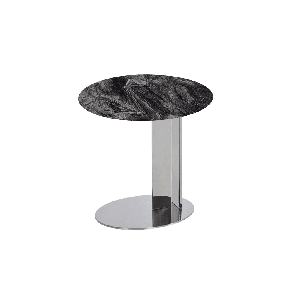 SILVIA Side Table - Mix & Match Marble Top with Silver Coloured Stainless Steel Base(500mm)