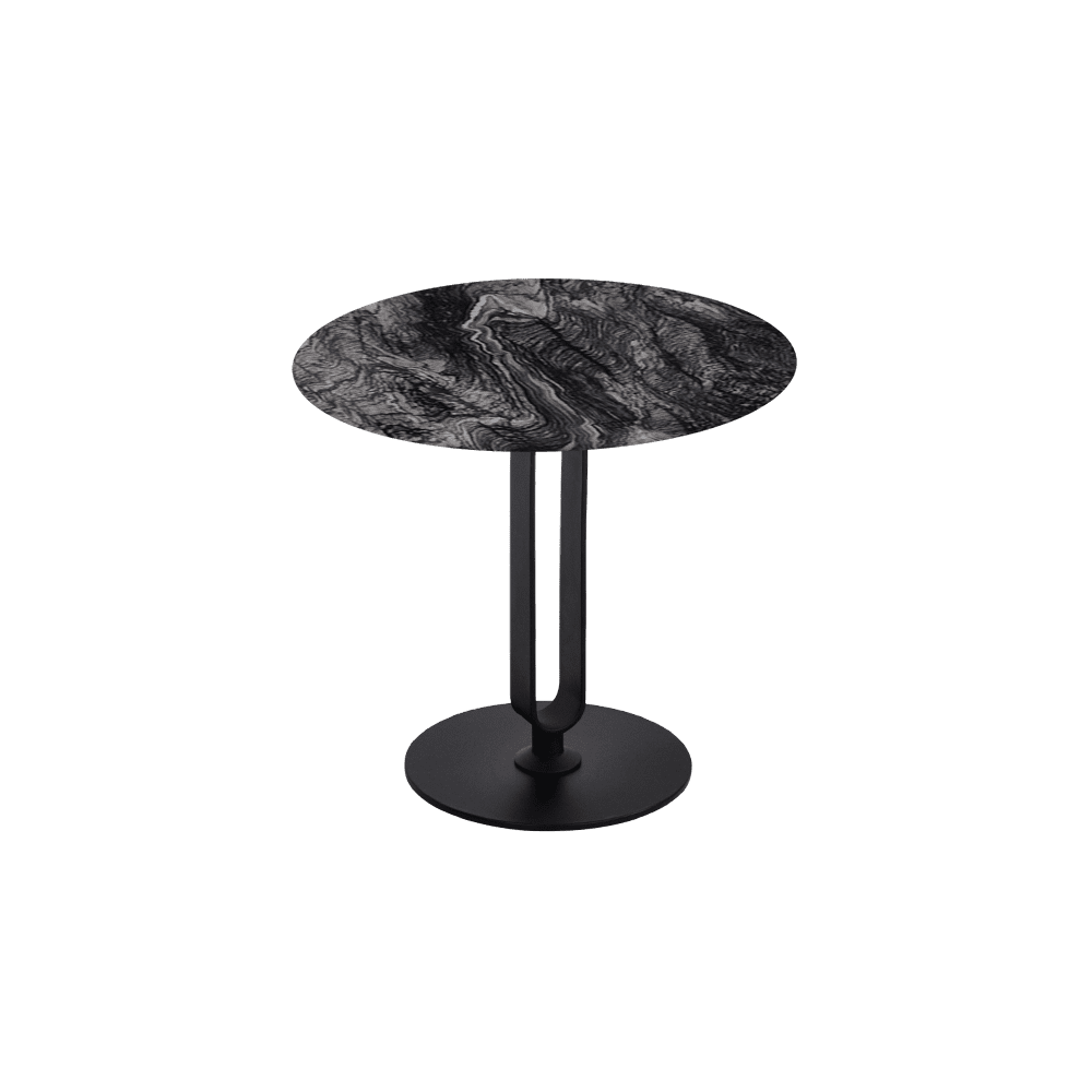 SELENA Side Table - Mix & Match Marble Top with Black Coloured Steel Base(500mm)