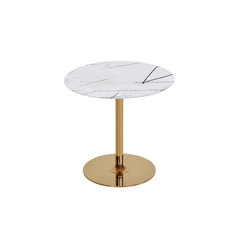 BELLA – Mix & Match Marble Side Table with Gold Coloured Stainless Steel Base (500mm)