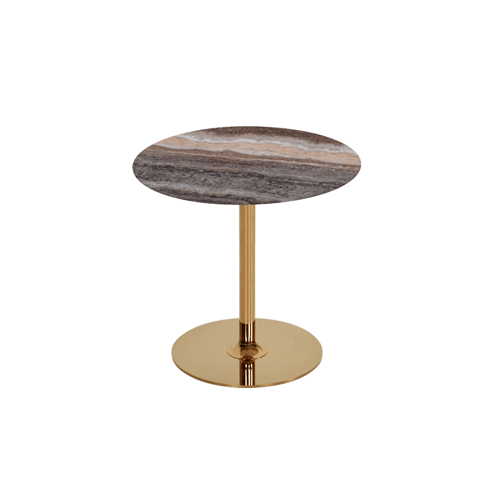 BELLA – Mix & Match Marble Side Table with Gold Coloured Stainless Steel Base (500mm)
