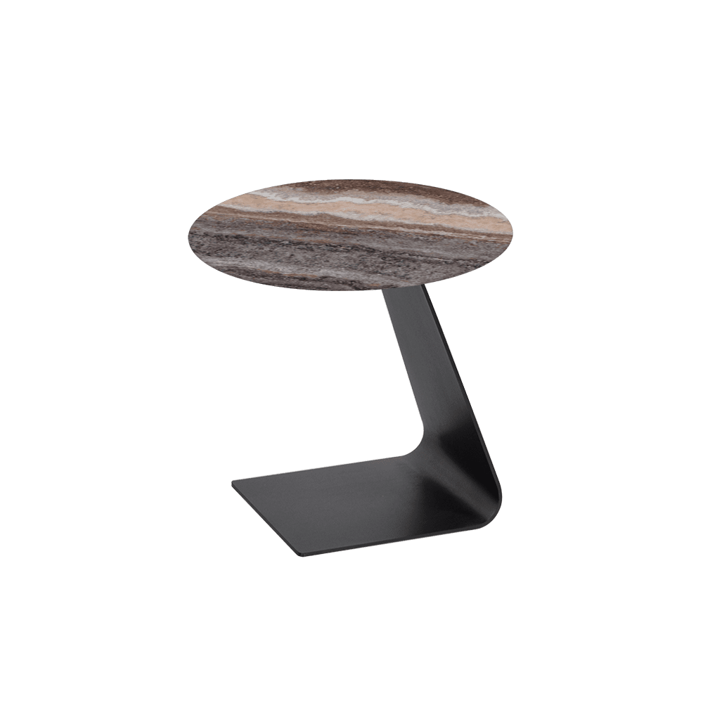 BAILEY Side Table - Mix & Match Marble Top with Black Coloured Steel Base(500mm)