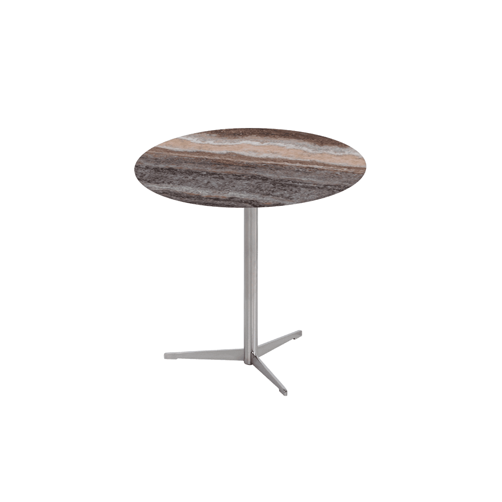 SILVIA Side Table - Mix & Match Marble Top with Silver Coloured Stainless Steel Base(500mm)