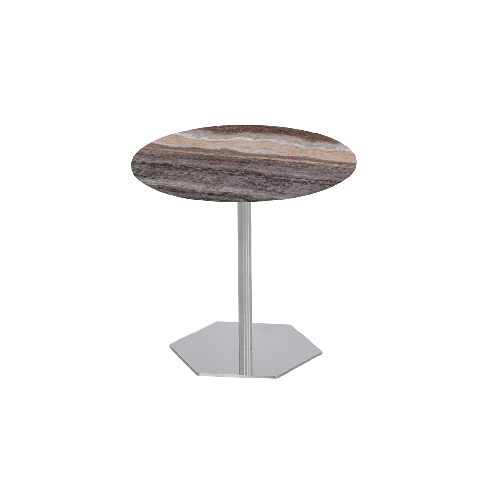 SILVIA Side Table - Mix & Match Marble Top with Silver Coloured Stainless Steel Base(500mm)