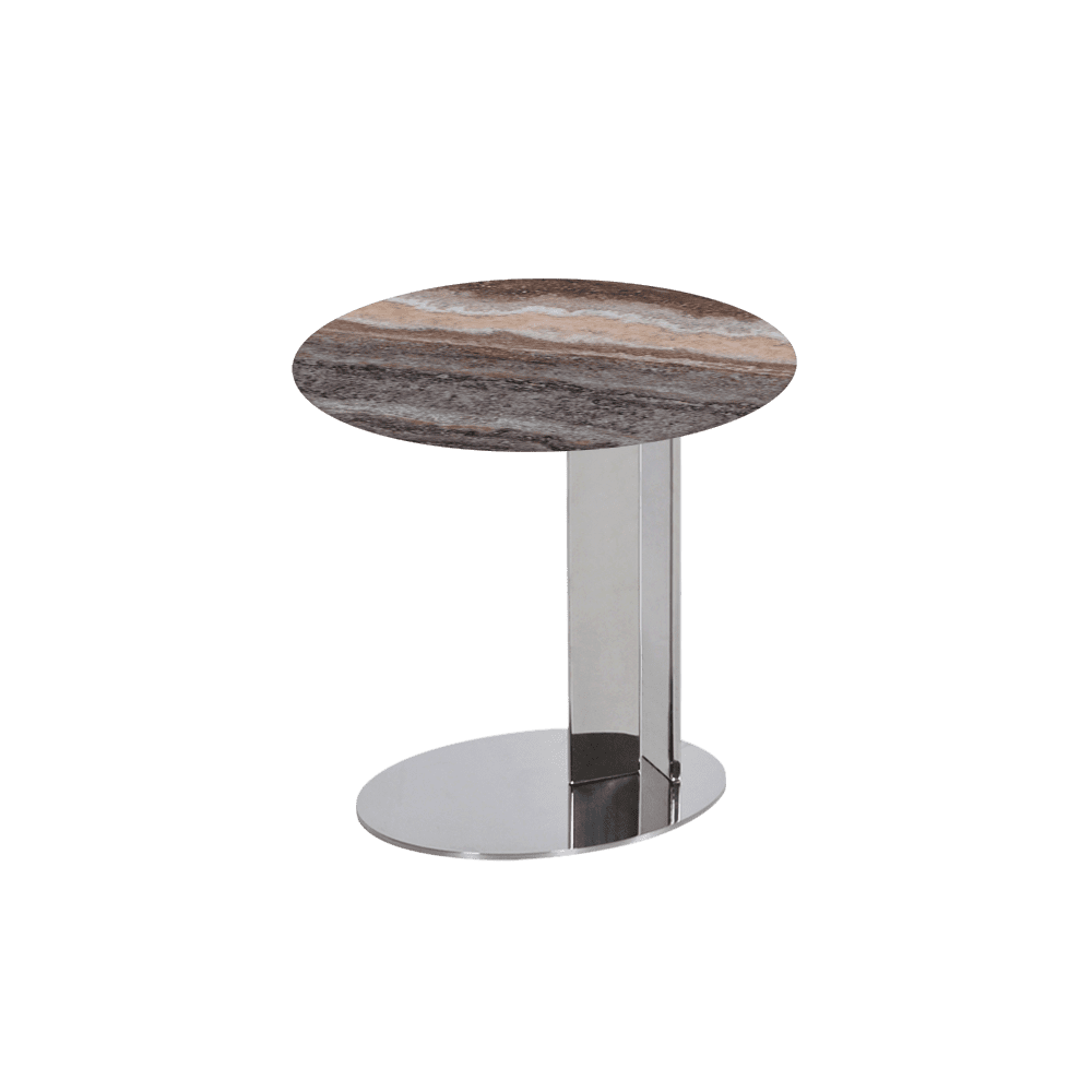SILVIA Side Table - Mix & Match Marble Top with Silver Coloured Stainless Steel Base(500mm)