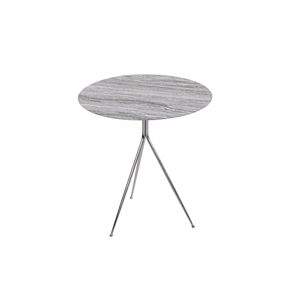 SILVIA Side Table - Mix & Match Marble Top with Silver Coloured Stainless Steel Base(500mm)