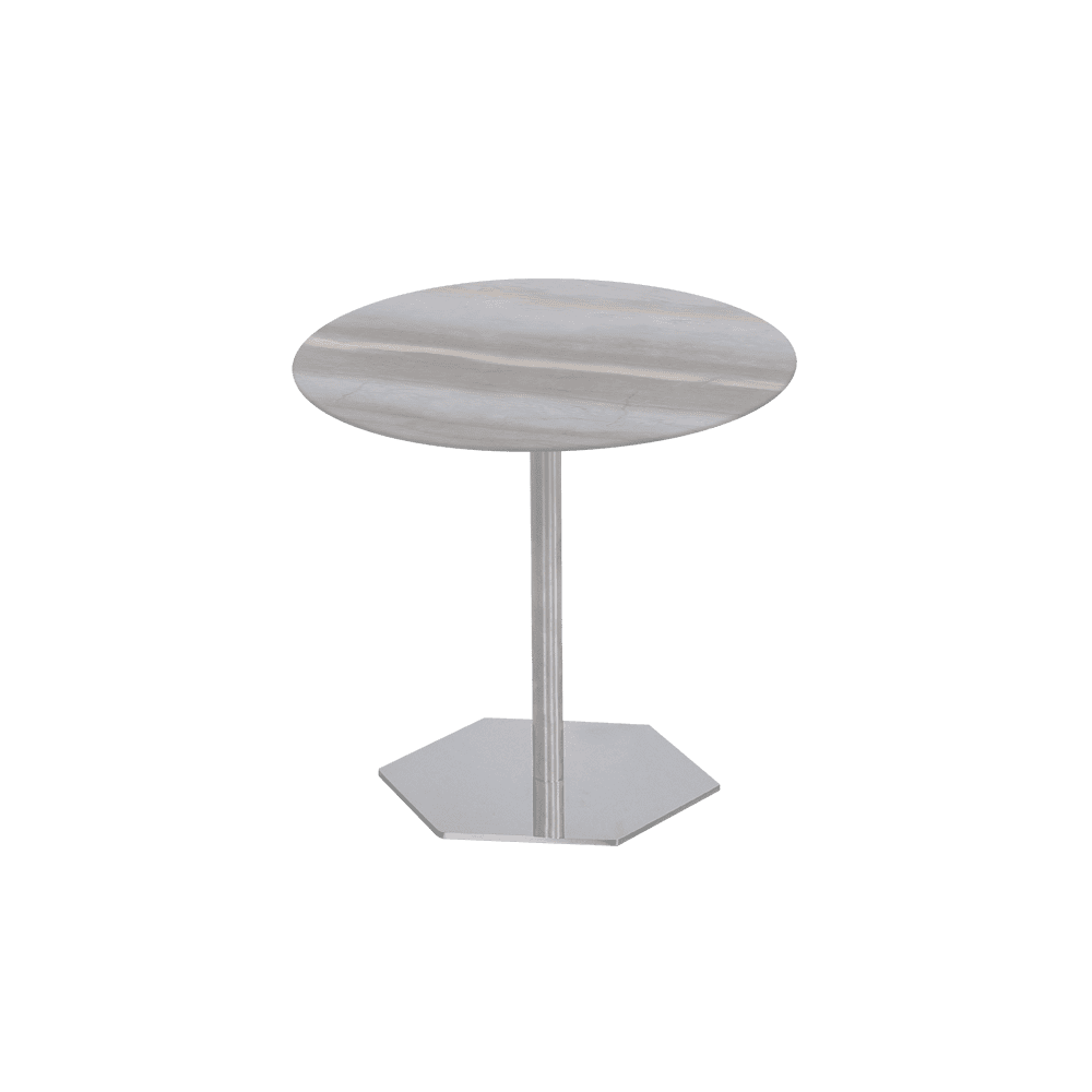SILVIA Side Table - Mix & Match Marble Top with Silver Coloured Stainless Steel Base(500mm)