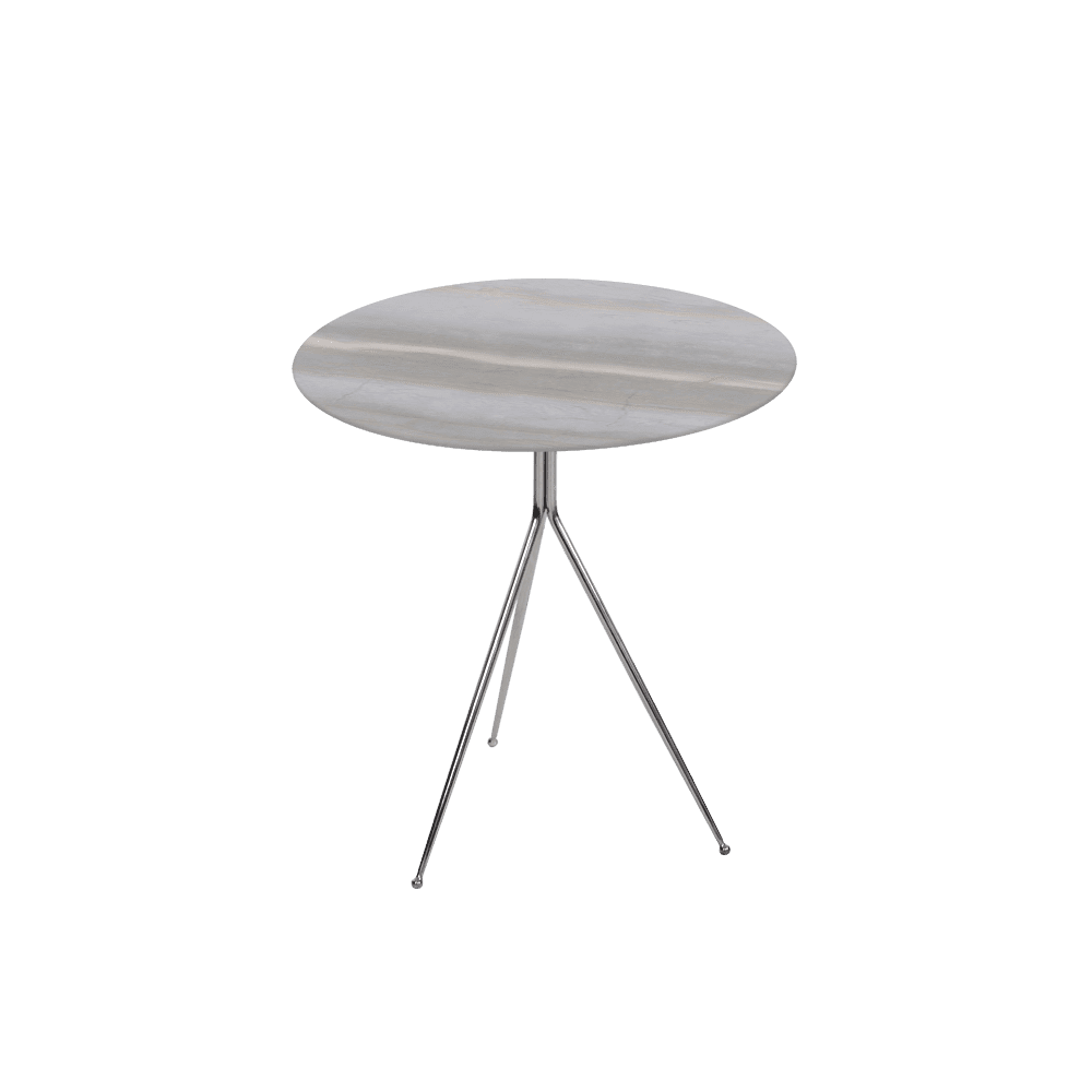 SILVIA Side Table - Mix & Match Marble Top with Silver Coloured Stainless Steel Base(500mm)