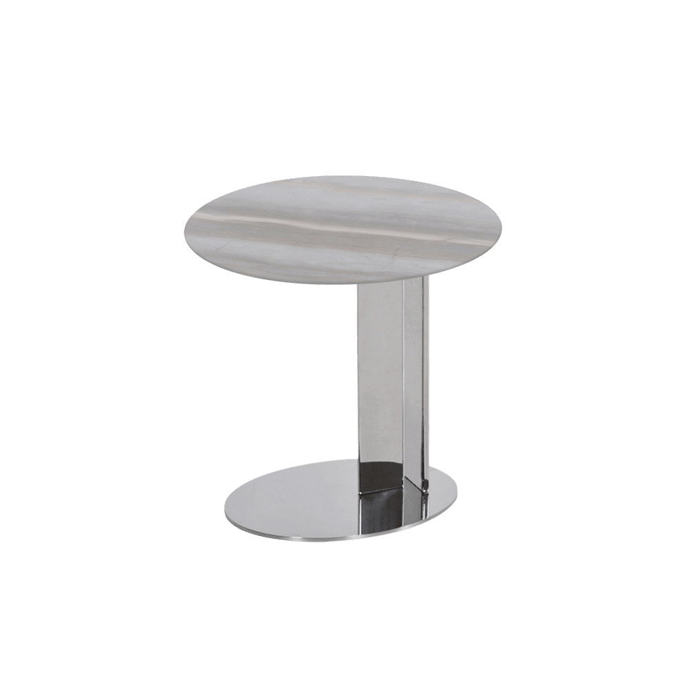 SILVIA Side Table - Mix & Match Marble Top with Silver Coloured Stainless Steel Base(500mm)
