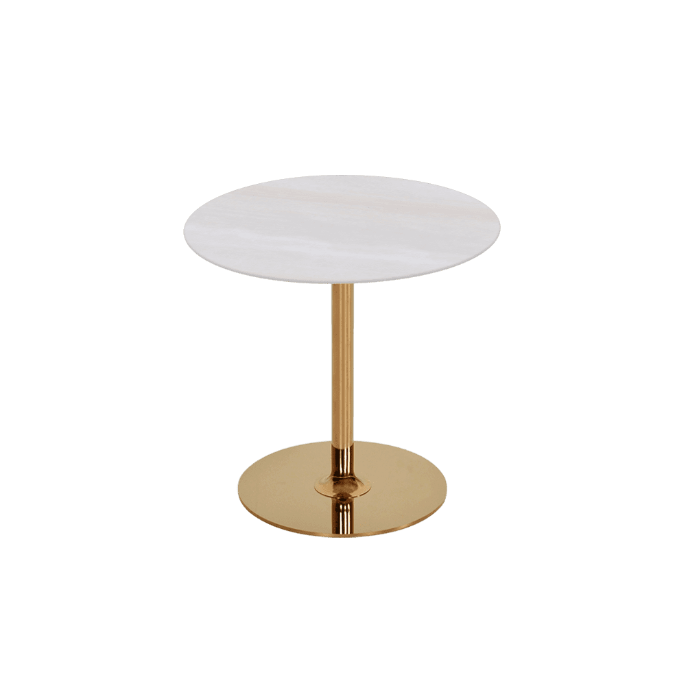 BELLA – Mix & Match Marble Side Table with Gold Coloured Stainless Steel Base (500mm)