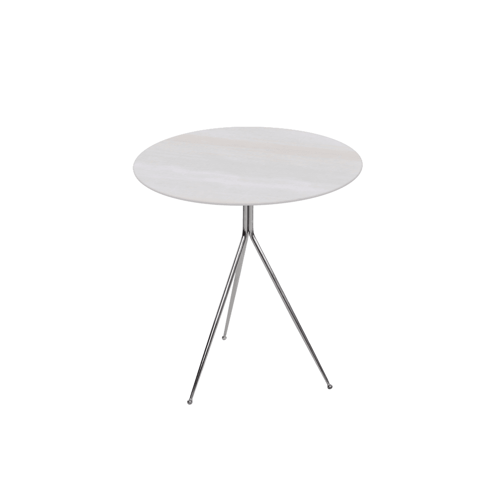 SILVIA Side Table - Mix & Match Marble Top with Silver Coloured Stainless Steel Base(500mm)