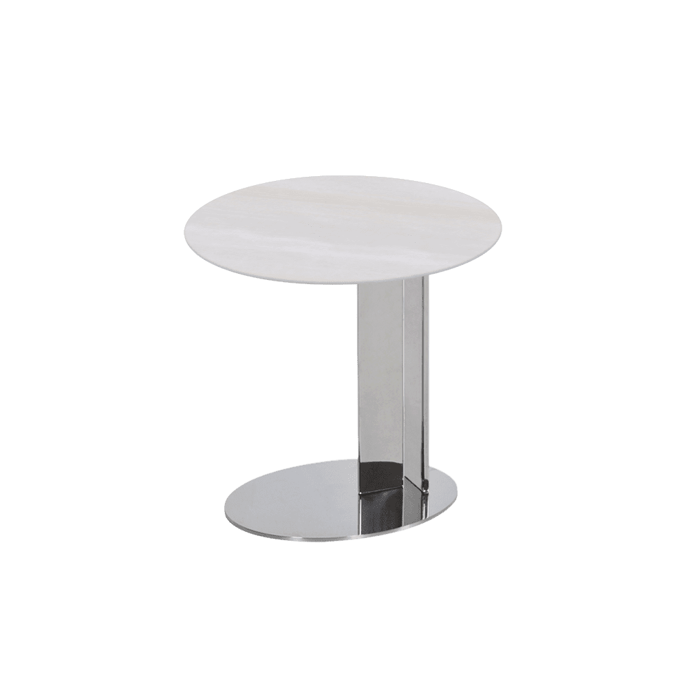 SILVIA Side Table - Mix & Match Marble Top with Silver Coloured Stainless Steel Base(500mm)