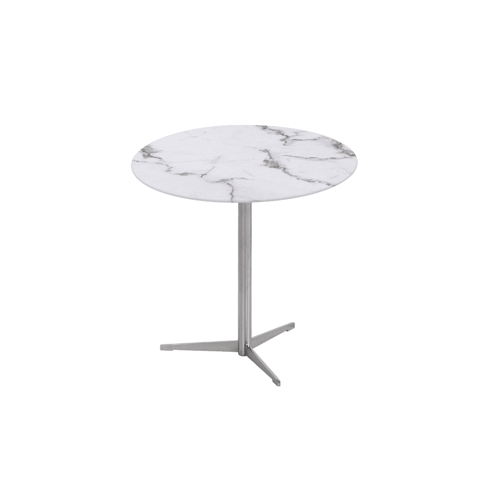 SILVIA Side Table - Mix & Match Marble Top with Silver Coloured Stainless Steel Base(500mm)