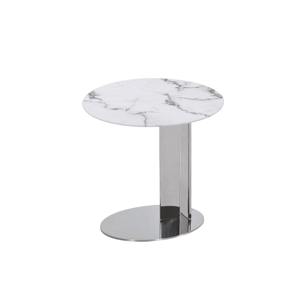 SILVIA Side Table - Mix & Match Marble Top with Silver Coloured Stainless Steel Base(500mm)