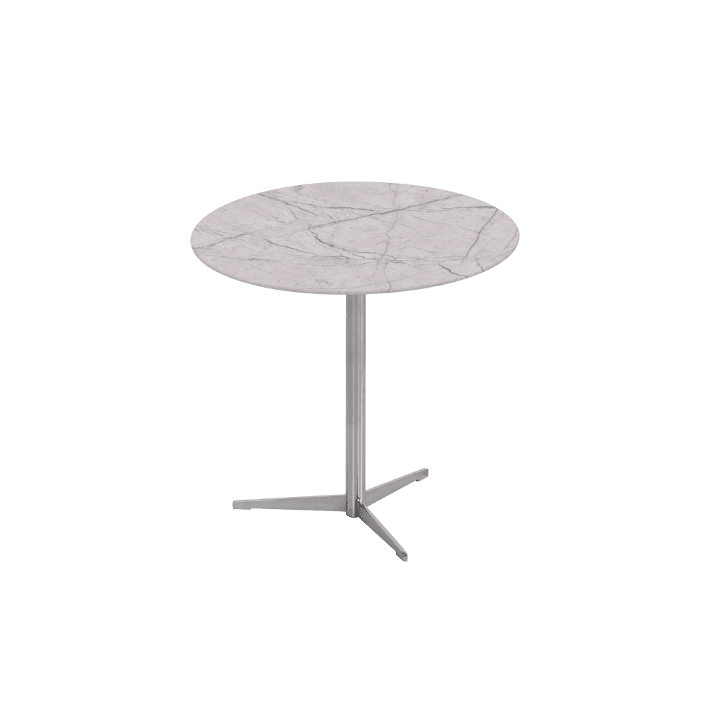 SILVIA Side Table - Mix & Match Marble Top with Silver Coloured Stainless Steel Base(500mm)